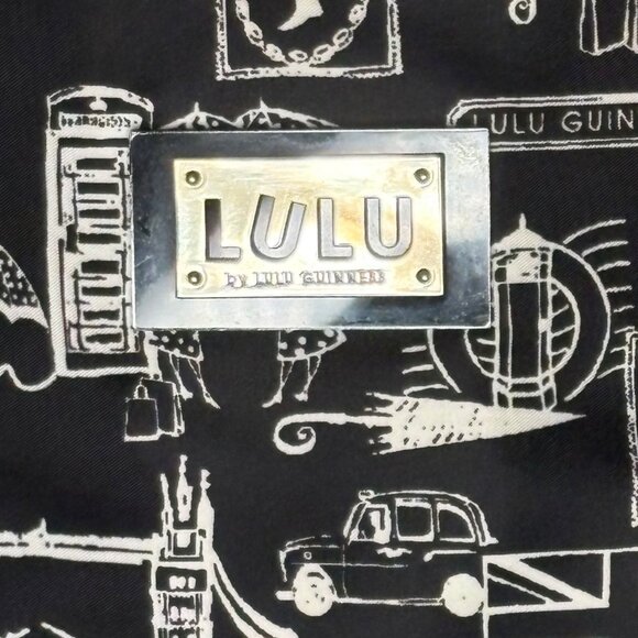 Lulu Guinness London Sights Beach Tote - Black/White - 20" w x 13" h x 5.5" d - Picture 6 of 13